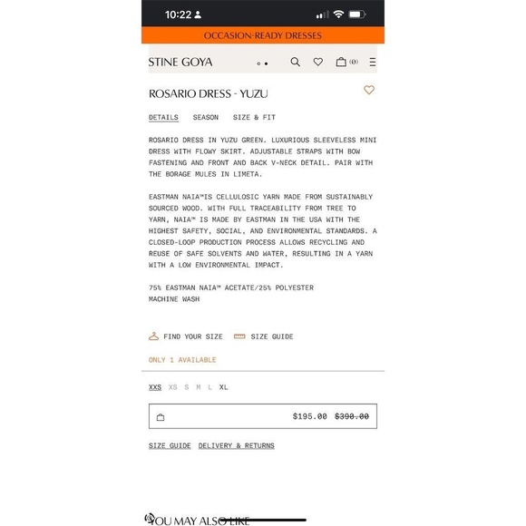 Stine Goya Rosario Tie Strap Satin Dress Yuzu Green Women's M - Picture 2 of 7